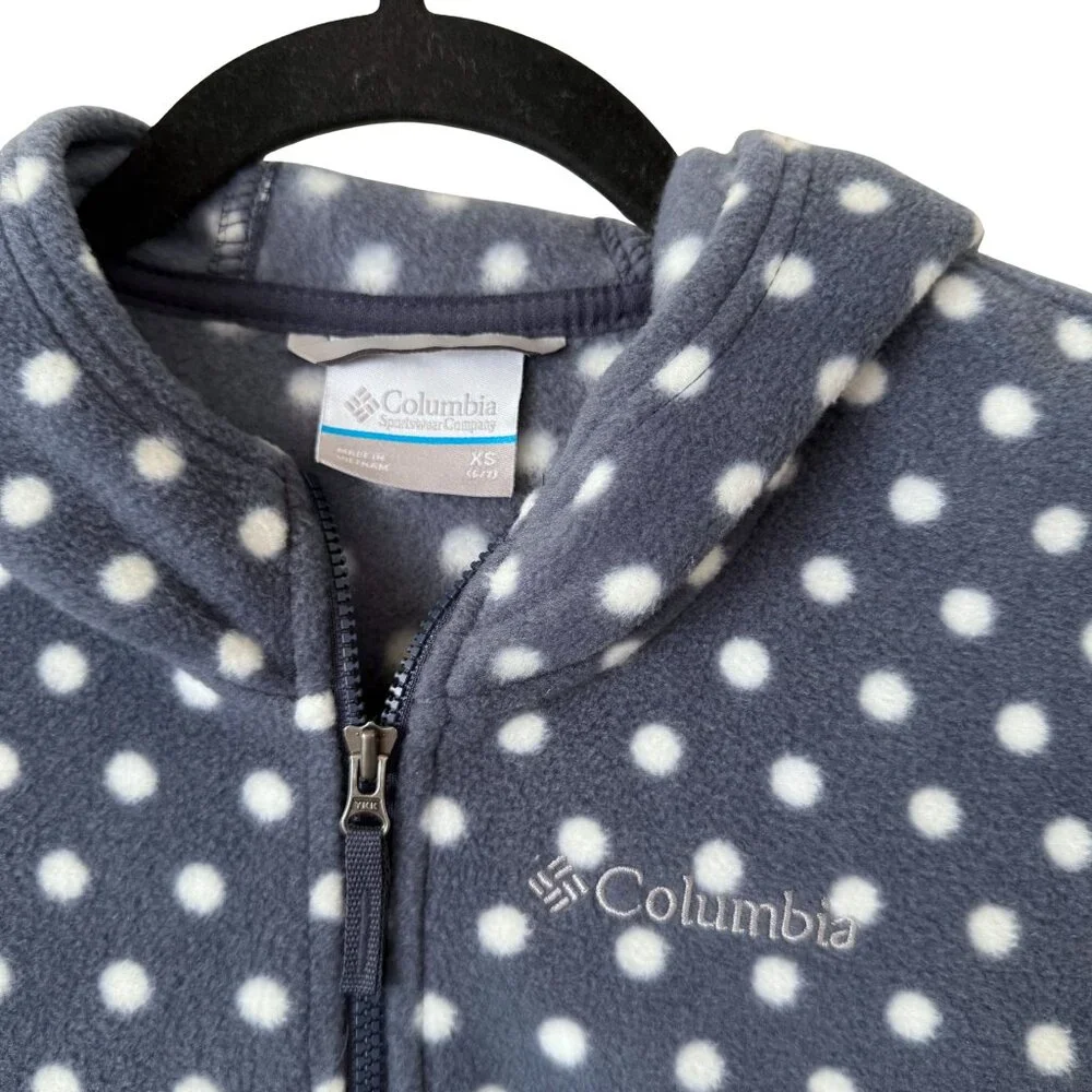 Kid's Columbia Cozy Fleece Polka Dot Poncho Half Zip Pullover Hoodie Jacket - XS - Picture 2 of 4